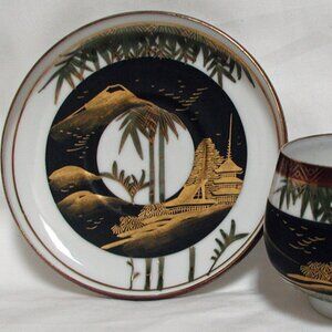 Kutaniyaki Lithophane Cup and Saucer